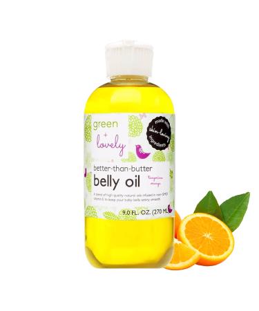 Green + Lovely Better than Butter Belly Oil(Tangerine) | Pregnancy Stretch Mark Prevention | 9 fl oz. Lasts for up to 6 Months | Natural Oil and Vitamin E Enriched for Amazing Skin Pre/Post Pregnancy Sweet Orange