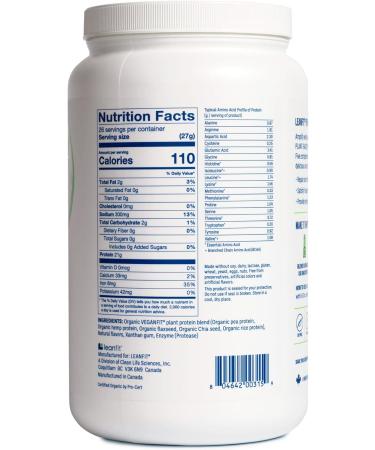 LeanFit Organic Plant-Based Protein - 21g Vegan Protein Unflavored Low Calorie Soy-Free Gluten-Free Non-GMO - 26 Servings (1.58 lb) - International Shipping Available - Buy Online on GoSupps.com