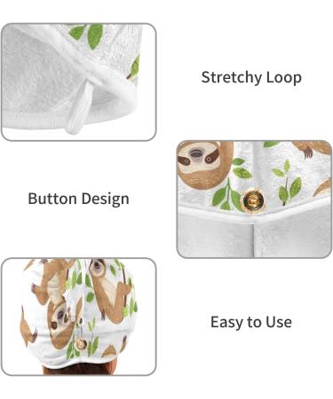 Branches Sloth Hair Towel 2 Pack Super Absorbent Quick Dry Hair Turbans for Women & Girls | Perfect Hair Drying Solution - Buy Online on GoSupps.com