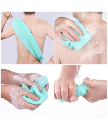 Exfoliating Shower Bath Gloves & Back Scrubber Set - Daily Body & Face Scrub for Ultimate Exfoliation (Green - Buy Online on GoSupps.com