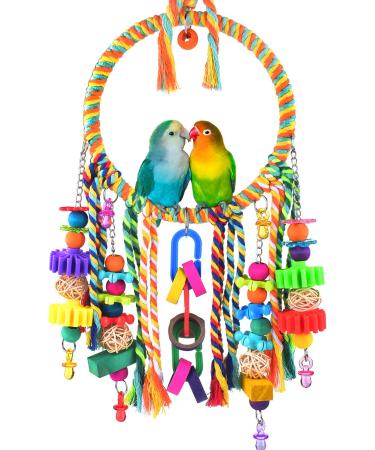KATUMO Bird Toys, Bird Swing Toy Bird Perch with Colorful Chewing Toys, Suitable for Lovebirds, Finches, Parakeets, Budgerigars, Conure ect Small Birds