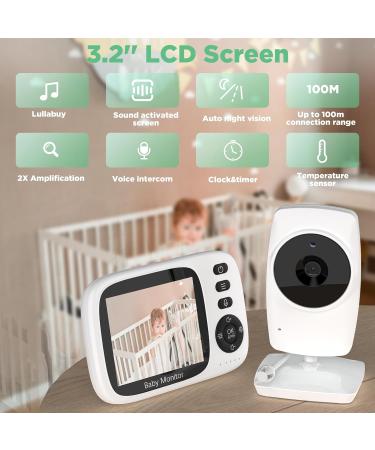 Pasuidu 3.2 inch Baby Monitor with Camera 2.4 GHz Eco Mode Lullabies 2x Zoom Temperature Display & VOX | International Shipping - Buy Online on GoSupps.com