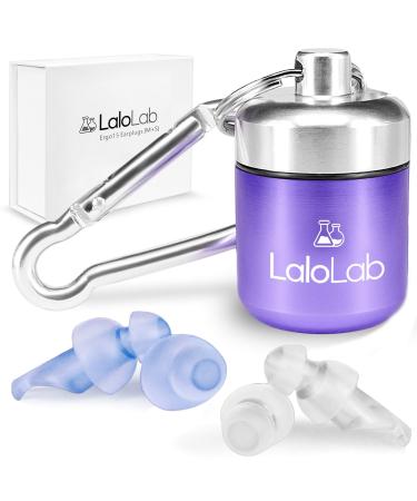 Ear Plugs for Sleeping by LaloLab | 2 Sizes Comfortable Reusable Noise Cancelling Earplugs for Sleep & Snoring  Travel  Work | Up to 28 dB NRR | Case & Gift Box | 2 Pairs  Medium & Small Sizes 5 Count (Pack of 1)