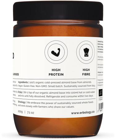 100% Organic Almond Milk Base 200g - Cold-pressed from Small-batch Fresh Almonds - Straight from Farm in Italy - Non-GMO - Recyclable Glass Bottle - Buy Online on GoSupps.com