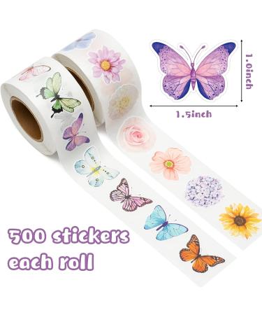 W1cwey 1000pcs Assorted Butterfly Flower Sticker Rolls (2 Rolls) - 16 Colorful Butterfly Decals, Cute Flower Stickers for Kids, Party Favor Decoration - 1.5 * 1 Inch - Buy Online on GoSupps.com