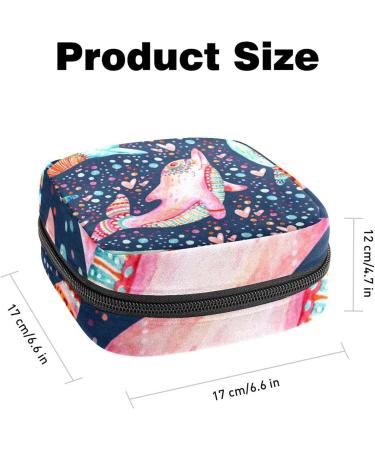Stylish Menstruation Pad Bag with Zipper | Watercolor Dolphin Bubble Pattern | Women's Tampon & Napkin Storage Solution - Buy Online on GoSupps.com