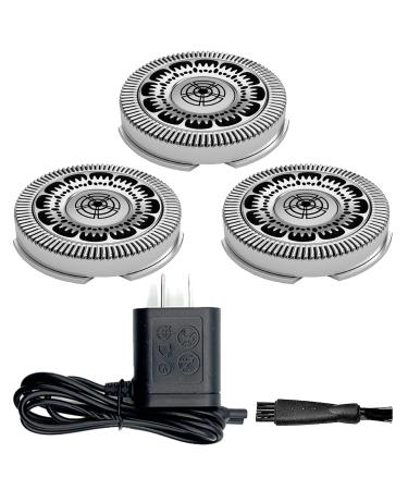 SH90 Replacement Heads Compatible with Philips Norelco 9000 Replacement Heads Series 9000(S9xxx) 8000(S8xxx) Electric Razor Shaver Upgrade SH90 Blades for Philips Shaver 9000 3 Pcs & Charger sh90-3p