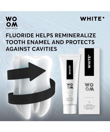 Woom White+ Whitening Toothpaste with Fluoride 75ml Best Teeth Whitening Solution for a Bright Smile - Buy Online on GoSupps.com