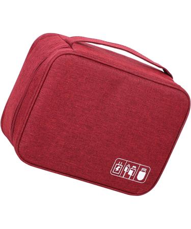 Digital Gadgets Storage Bag Separate Storage Adjustable Portable Data Cable Storage Bag for Home (Black) (Wine Red) - Buy Online on GoSupps.com