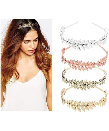 Vintage Roman Goddess Leaf Headband Fashion Gold Silver Rose Gold Ancient Cyan Leaf Hair Hoop Bridal Hair Crown for Party Prom Wedding - Buy Online on GoSupps.com