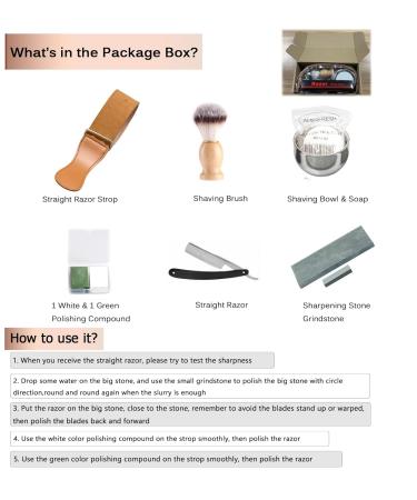 Premium Safety Straight Razor Shaving Set for Men | Complete Kit with Brush Bowl Strop Soap & Polishing Compound Perfect Gift - Buy Online on GoSupps.com
