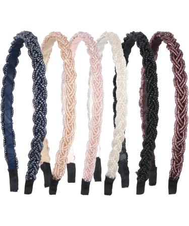 Vukehon 6 Pieces Beaded Headband For Women Fashion Thin Cute Crystal Hairbands Short Hair Accessories For Girls(Elegant) - Buy Online on GoSupps.com
