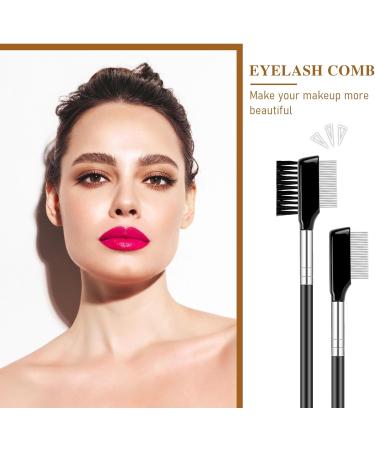 Professional Eyelash Comb with Metal Teeth 2 Pack Multi-purpose Lash Comb Resuable Eyelash Separator Tool Eyebrow Brush Grooming Eyelash Brush with Wood Handle Eye Makeup Brush Tool for Women - Buy Online on GoSupps.com