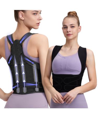 Back Brace and Posture Corrector for Women and Men Back Straightener Posture Corrector Scoliosis and Hunchback Correction Back Pain Spine Adjustable Corrector(Black M Waist 26-34 inch)