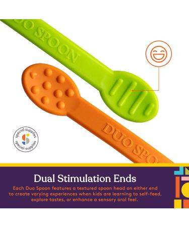 Special Supplies Duo Spoon Oral Motor Therapy Tools 3 Pack - Textured Stimulation for Babies, Toddlers, Kids - BPA Free Silicone - Orange Green Blue - Buy Online on GoSupps.com