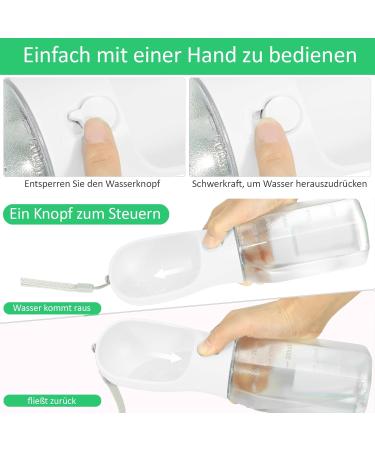 Buenotec 600ml Dog Drinking Bottle with Feed Container & Waste Bags - BPA-Free Portable Water Bottle with Activated Carbon Filter for Dogs & Cats - Travel Essential (White) - Buy Online on GoSupps.com