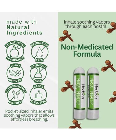 HERBION Naturals Nasal Inhaler Natural Relief for Nasal Congestion & Sinus Pressure Non-Medicated Sticks with Essential Oils Menthol Eucalyptus Clove Soothing Vapor Easy Breathing Pack of 2 2 Count (Pack of 1) - Buy Online on GoSupps.com