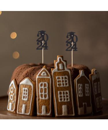 Kichvoe 2024 Graduation Theme Cupcake Toppers 18pcs Black Diploma Grad Cap Cake Toppers for Graduation Party 2024 Cake Picks Grad Party Supplies Decoration - Buy Online on GoSupps.com