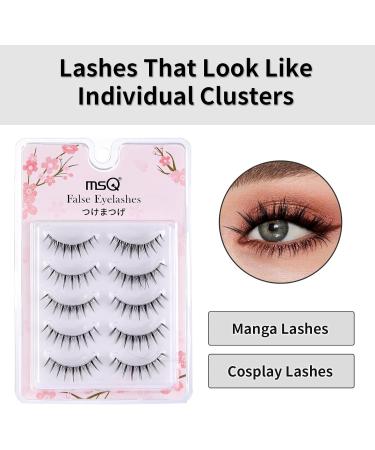 MSQ 5 Pairs Natural Lashes Wispy Lashes Natural Look False Eyelashes Natural Flared Eyelashes False Eye Lashes Soft Fluffy Lashes Black - Buy Online on GoSupps.com