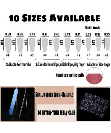 YOSOMK French Tips Press on Nails Medium Nude Coffin Fake Nails - Full Cover Ballerina Stick on Acrylic Nails for Women - Buy Online on GoSupps.com