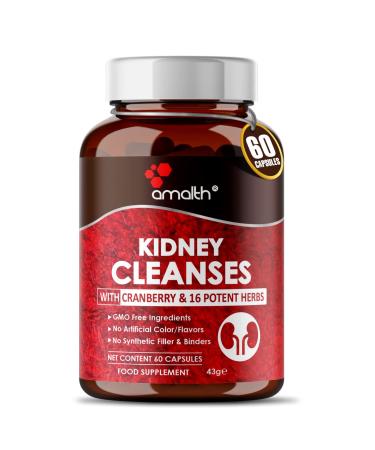 Kidney Cleanse Supplements Kidney Support Formula with Premium Cranberry Extract- Healthy Kidneys and Urinary Tract Support- Juniper Uva Ursi Nettle Leaf & More 60 Veg Caps- Amalth