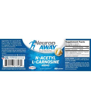Buy NeuropAWAY N-Acetyl-L-Carnosine 600mg 60CT - Acid Resistant Third Party Tested CGMP Manufactured - Buy Online on GoSupps.com