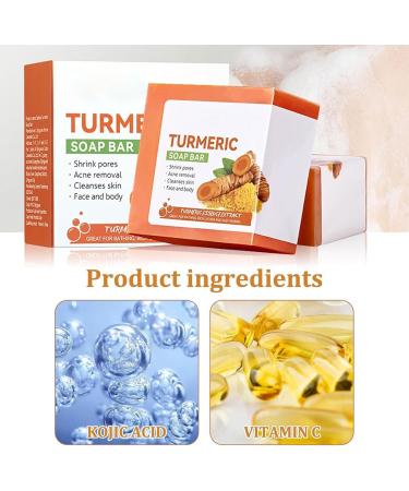 Turmeric Soap Bar Kojic Acid Soap Turmeric Soap Bar Turmeric Brightening Soap Turmeric Soap Bar for Face & Body Natural Turmeric Skin Soap Remove Acne Blackheads Dark Spot for Deep Cleansing - Buy Online on GoSupps.com
