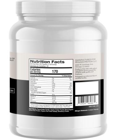 Buy Premium Strawberry Peanut Butter Protein Powder - 20g All-Natural Plant-Based Protein 4 Ingredients No Stevia 20 Servings - International Shipping Available - Buy Online on GoSupps.com