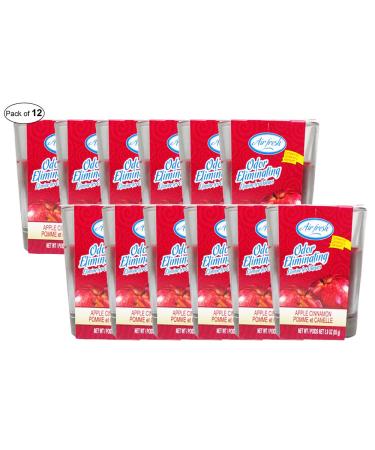Air Fresh 3 Oz Odor Eliminating Candle- Apple Cinnamon (Pack Of 12)