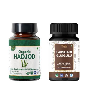 ORGANIC SPREE Hadjod & Lakshadi Guggulu Supplement 120 Tablets Each USDA Organic Cissus Quadrangularis & Ayurvedic Bone Blend*