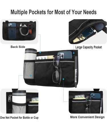 Wheelchair Side Bag Wheelchair Armrest Storage Pouch with Cup Holder and Reflective Strip for Wheelchairs Walkers or Rollators (Black) - Buy Online on GoSupps.com