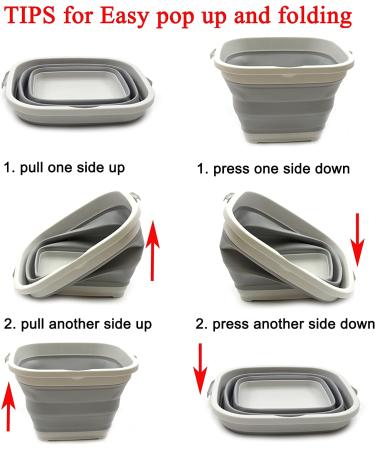 Sammart 11L Collapsible Rectangular Handy Basket - 2.9 Gallon Space-Saving Bucket, Gray - Buy Online on GoSupps.com