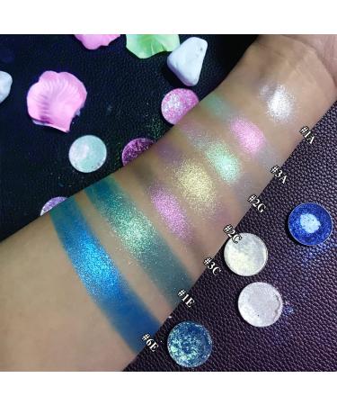 DE'LANCI Glitter Eyeshadow Palette - Bright Duochrome Sparkle, Vegan & Cruelty Free Single Shades in Pink/Cyan Green - 2G Peachy Girl - Buy Online on GoSupps.com