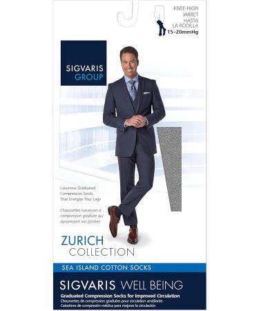 Buy Sigvaris Men's Sea Island Cotton 191 Calf High Compression Socks 15-20mmHg - Black (Medium) | International Shipping Available - Buy Online on GoSupps.com