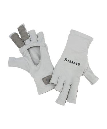 Simms SolarFlex UPF 50 Fingerless Fishing Gloves, Unisex Large Sterling