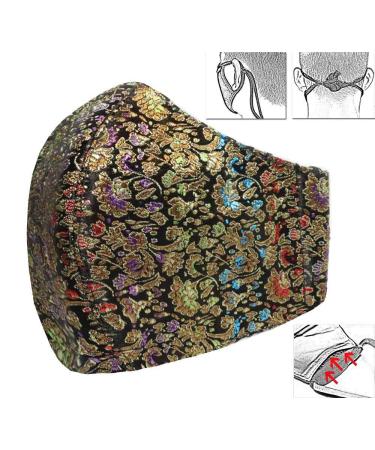 CINNEA BLACK BLOSSOM Adjustable makeshift face mask Community mask Mask with 2 wearing options + Free storage bag