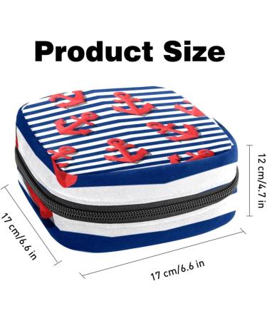 Large Nautical Storage Bags for Women's Bandages - Striped Red Anchor Zipper Pockets for Menstrual Cups Tampons & More - Buy Online on GoSupps.com
