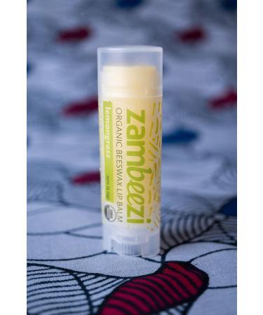 Case of Beeswax Lip Balm by ZAMBEEZI - Lemongrass 24-Tube Carton - Crafted with USDA Organic Fair Trade Lip Refreshing Ingredients from Zambia Africa - Buy Online on GoSupps.com