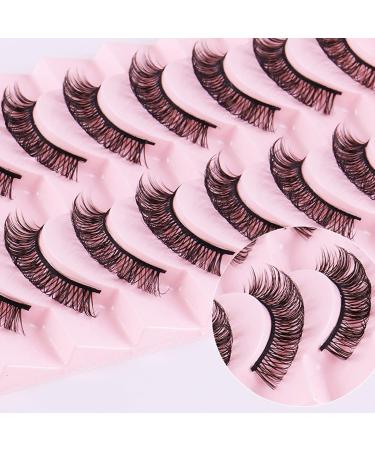 Ledeak False Eyelashes 10 Pairs Russian Strip Lashes D Curl Natural Look Fluffy Wispy Faux Mink Lashes Reusable Handmade Fake Eyelashes Thick Short Soft Eyes Lash for Parties Weddings (DD-TK01) - Buy Online on GoSupps.com