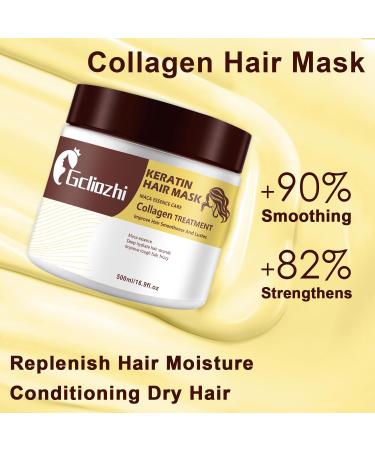 Collagen Hair Treatment - 500ml Keratin & Coconut Oil Deep Repair Mask for Damaged Curly or Straight Hair - Buy Online on GoSupps.com