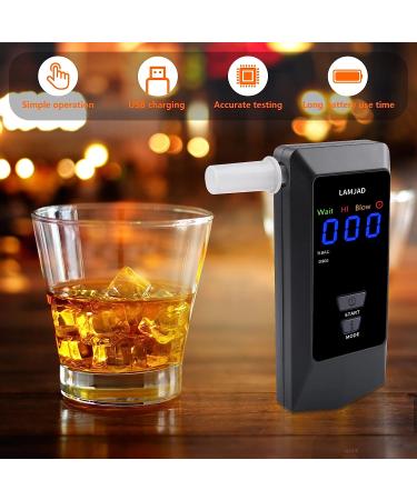 LAMJAD Breathalyzer D900 Digital LED Screen USB Charger Professional Alcohol Tester Breathalyzer with 8 mouthpieces semiconductor sensors - Buy Online on GoSupps.com