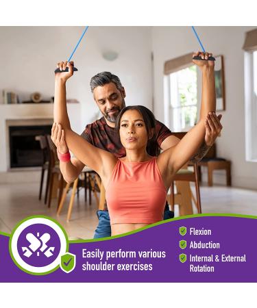 Economy Overhead Shoulder Therapy Pulley System - Blue Plastic Handles - Buy Online on GoSupps.com