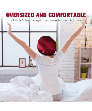 Geyoga Silk Satin Bonnet Sleep Cap - Extra Large Double-Layer Reversible Hair Cap for Women with Natural Curly Hair - Buy Online on GoSupps.com