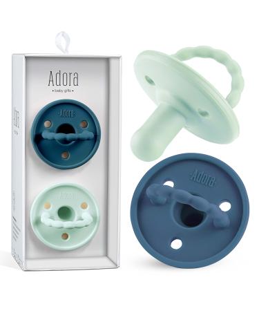 Baby Soother Pacifiers Silicone Newborn Pacifier for Boys/Girls Set of 2 | BPA Free (Denim/Sky) Denim / Sky - Buy Online on GoSupps.com