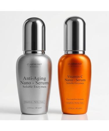 Clarimond Dual Face Serum Bundle Vitamin C Brightening + Pro-Xylane Peptide Hydration Lightweight Barrier-Support Skincare for All Skin Types