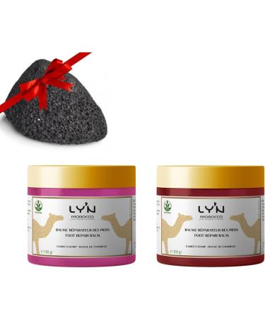 Pack PIEDS DOUX - Gommage antiger ures douceur & hydratation- Baume r parateur des pieds et mains - la Bosse de chameau & poudre de coquelicot AKER FASSI - Pierre de ponce naturelle 66.67 g (Lot de 3)