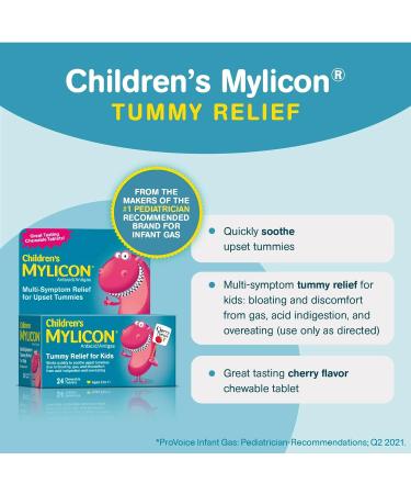 Kids Tummy Relief Cherry Flavor Chewable Tablets - Fast-Acting & Gentle - 24ct - Buy Online on GoSupps.com