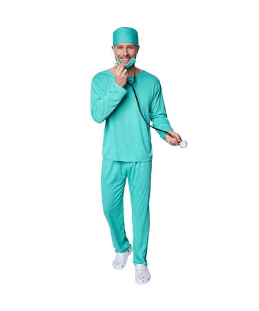 Dressforfun men's costume op doctor |Stylish top in the doctor's look |Suitable comfortable pants |Including oral protection and scalp (M | No. 301529)