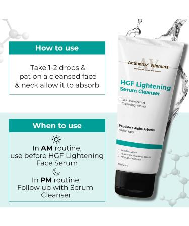 ACTIHERBZ vitamins HGF Lightening Serum Cleanser - Nonapeptide & Alpha Arbutin Face wash Cleanser for Skin Radiance & Even Tone | Triple Glow Boost Formula for All Skin Types | 2 fl oz - Buy Online on GoSupps.com