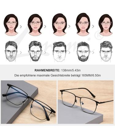Shop Lanomi Varifocal Glasses for Men & Women - Photochromic Blue Light Filter UV400 Multifocal Reading Aid - Thin Metal Frame Self-Tinting Stylish Black (3.0x) - Buy Online on GoSupps.com